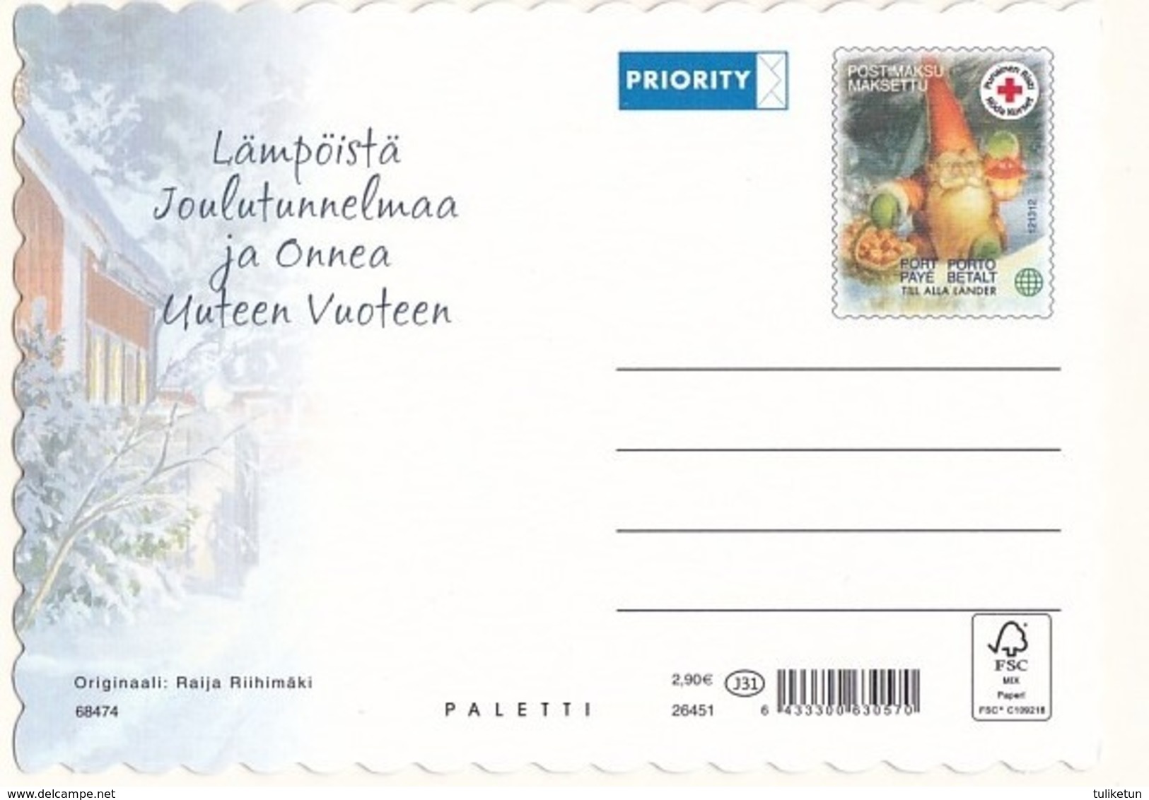 Postal Stationery - Birds - Bullfinches - Elf Bringing Presents - Red Cross 2019 - Suomi Finland - Postage Paid - Postwaardestukken