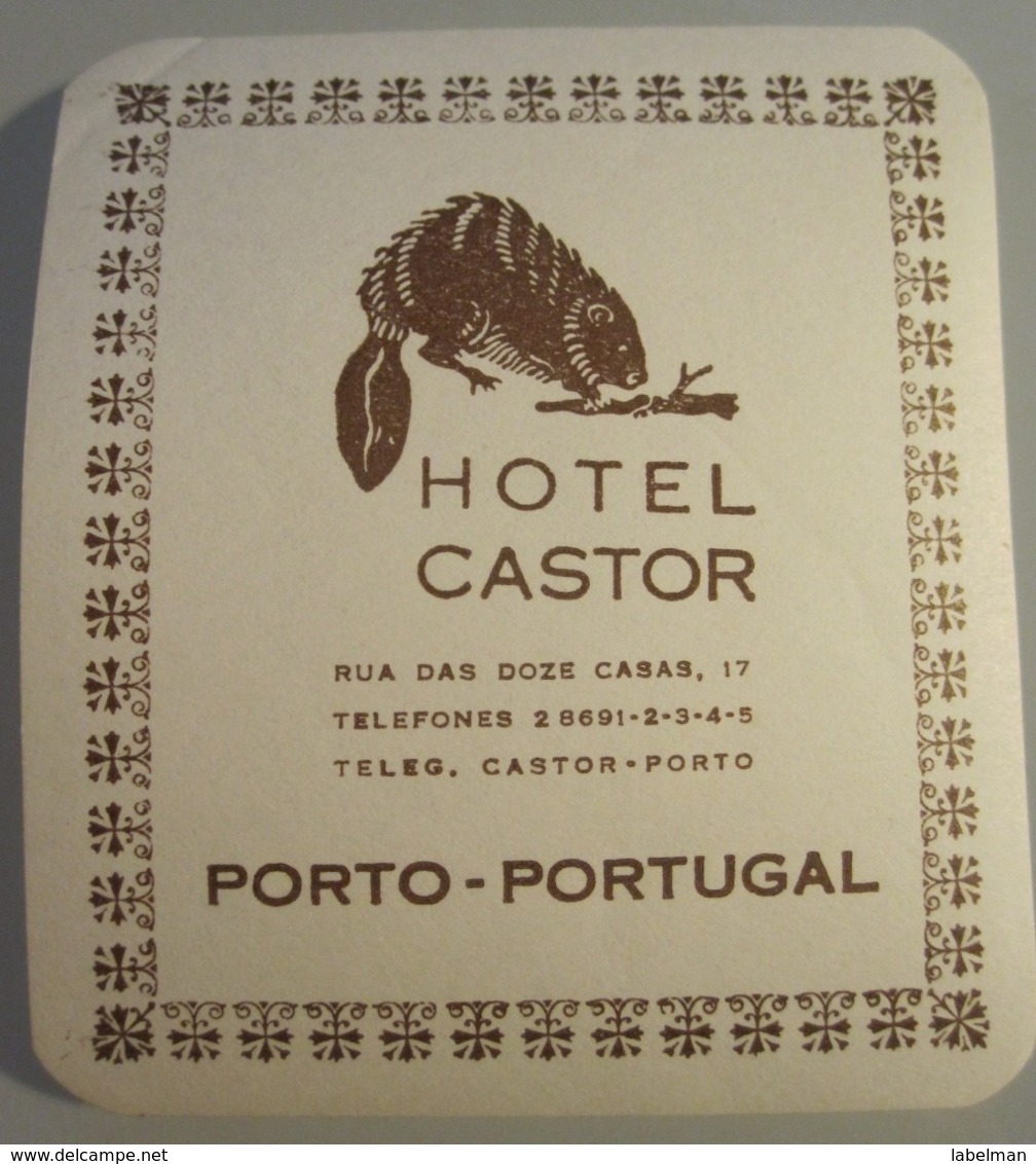 HOTEL MOTEL STALAGEM PENSAO RESIDENCIAL PENSION CASTOR PORTO DECAL STICKER LUGGAGE LABEL ETIQUETTE AUFKLEBER PORTUGAL - Etiketten Van Hotels