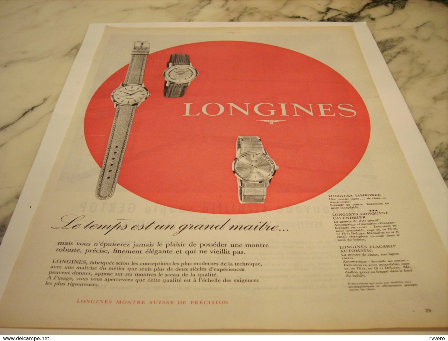 ANCIENNE PUBLICITE LE TEMPS EST MAITRE MONTRE LONGINES  1960 - Andere & Zonder Classificatie