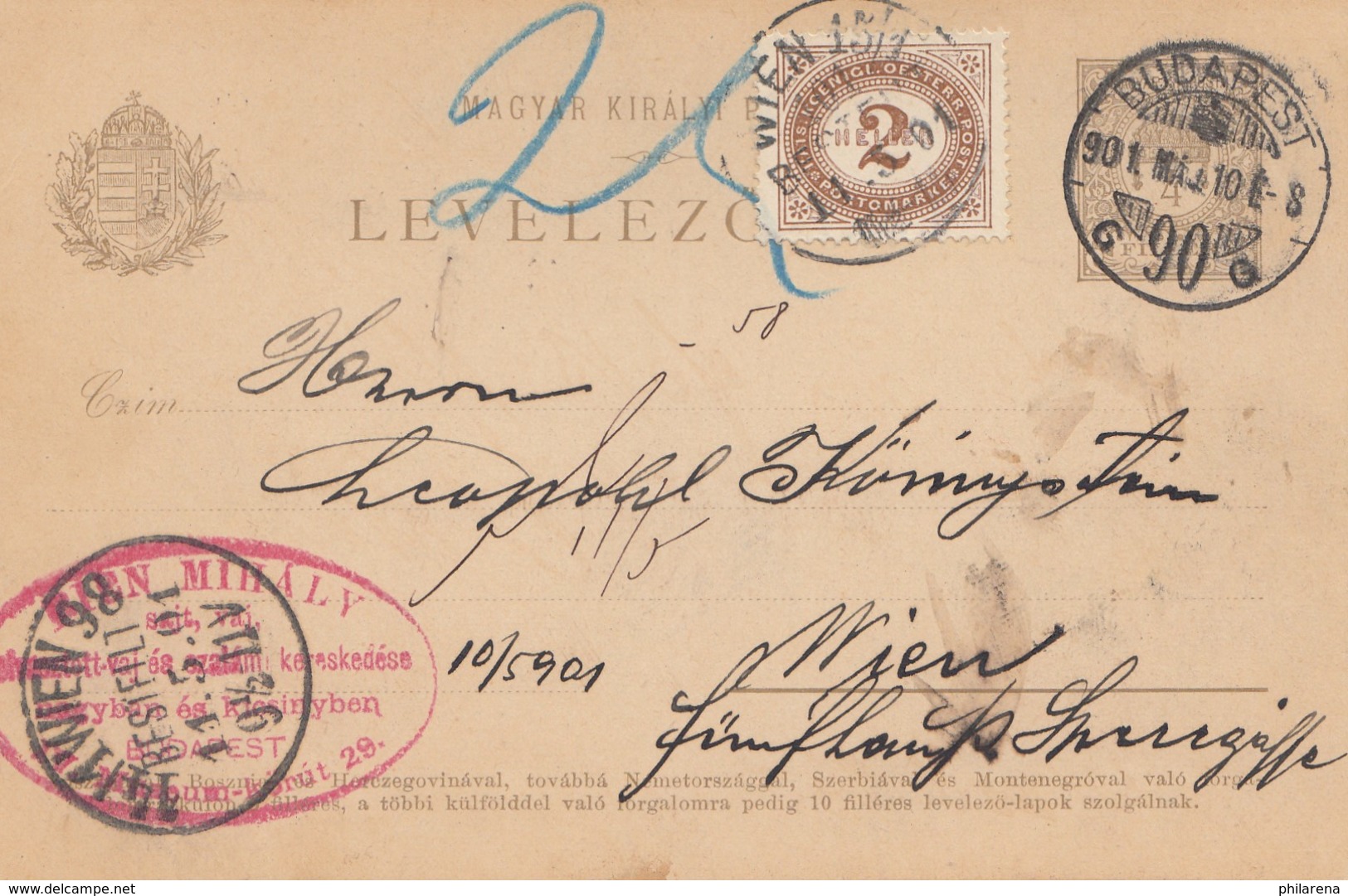 Ungarn: 1901: Ganzsache Budapest Nach Wien - Other & Unclassified