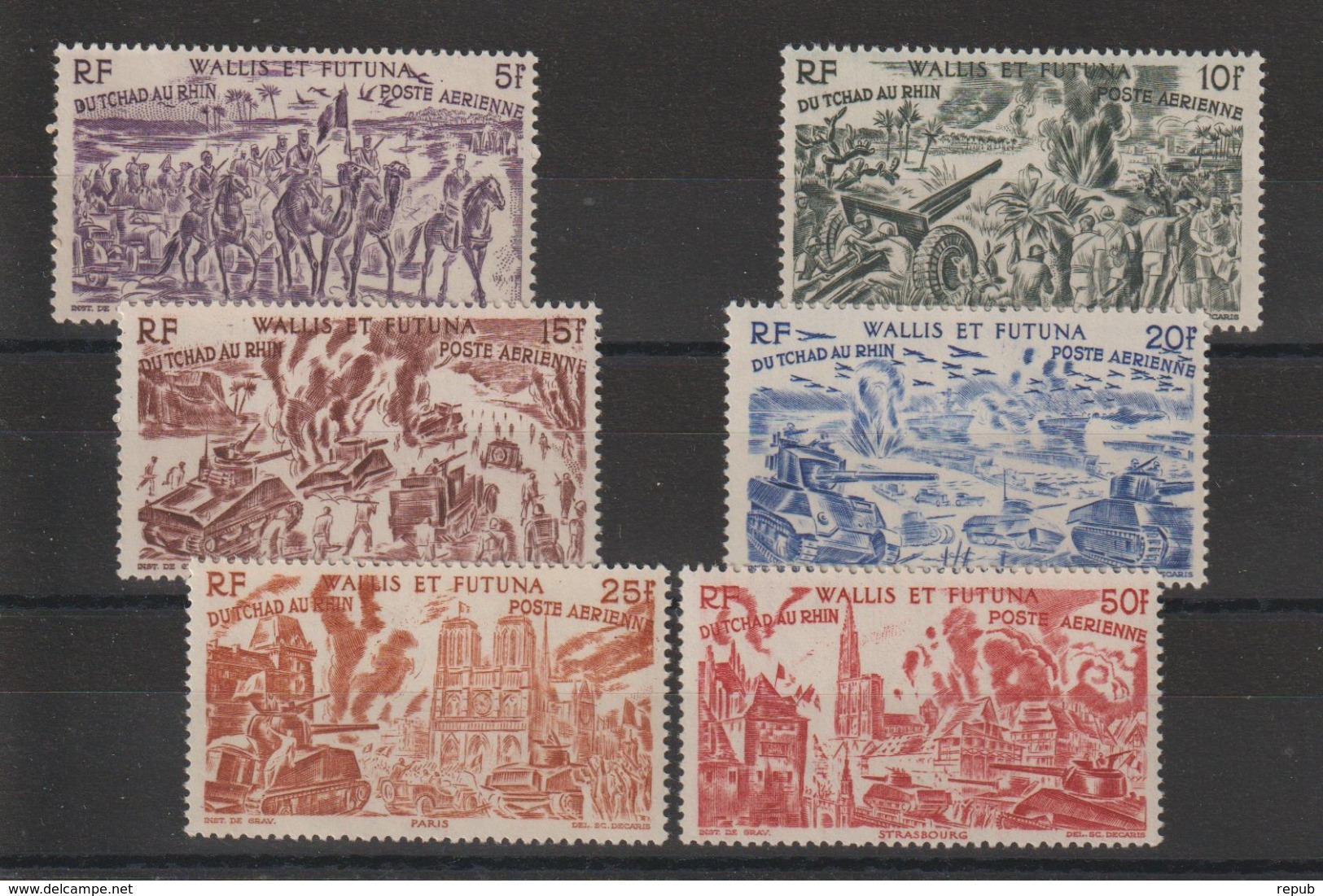 Wallis 1946 Série Tchad Au Rhin PA 5 à 10 , 6 Val ** MNH - Neufs