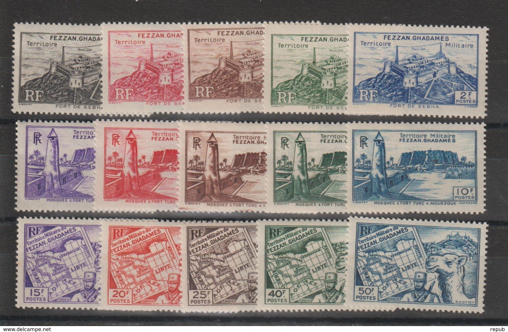 Fezzan 1946 Série 28 à 42, 15 Val ** MNH - Unused Stamps