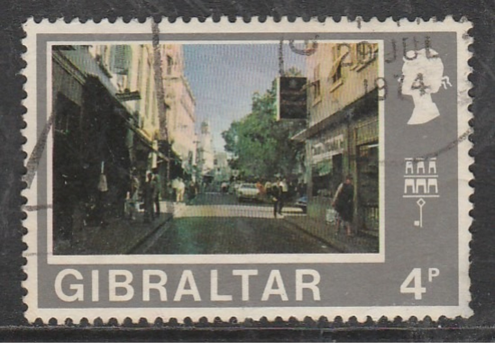 Gibraltar 1971 -1975 New Daily Stamps 4 P Multicoloured SW 254 O Used - Gibraltar