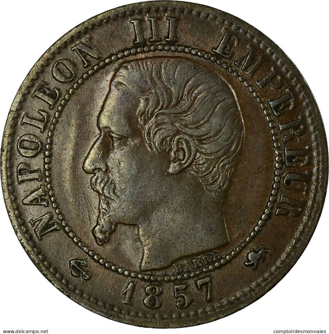 Monnaie, France, Napoleon III, Centime, 1857, Lyon, TB+, Bronze, Gadoury 86 - A. 1 Centime