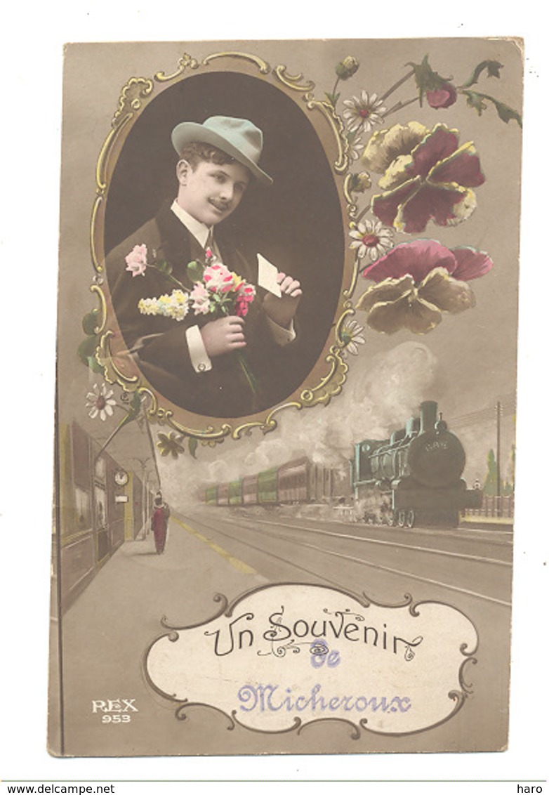 Souvenir De MICHEROUX  - Train, Gare,...1919 Envoyé Vers Froidthier  (b266) - Soumagne