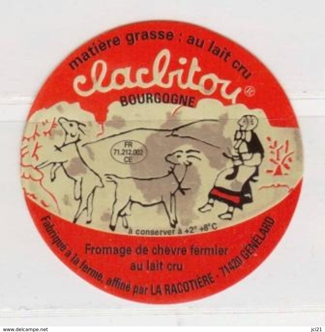 Etiquette Fromage De Chèvre "CLACBITOU - Bourgogne"_ef45 - Cheese