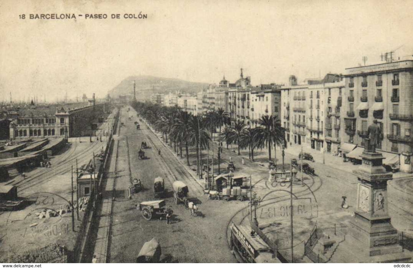 BARCELONA  Paseo De Colon Attelages Tram  RV Beau Timbre - Barcelona