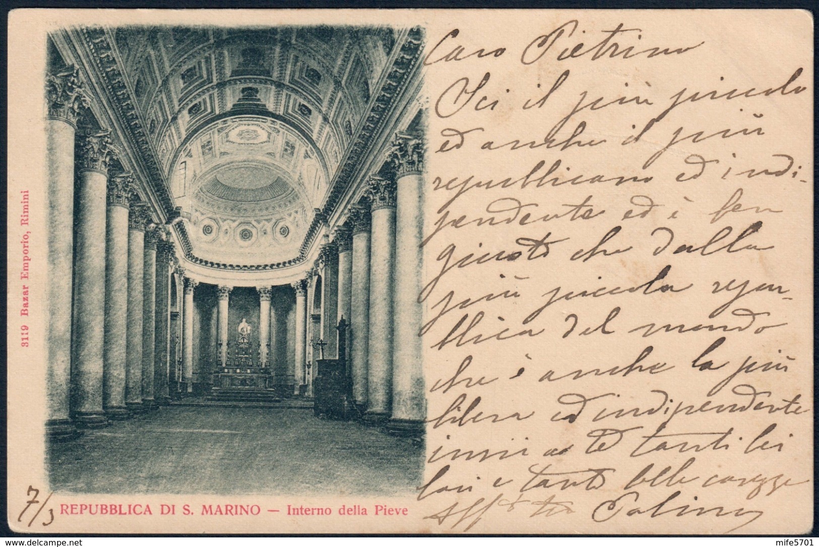 REPUBBLICA DI SAN MARINO - CARTOLINA CON 3 FRANCOBOLLI DA C. 2 PER FROSSASCO (TO) 11.3.1902 - SASSONE NUMERO 26 - Cartas & Documentos