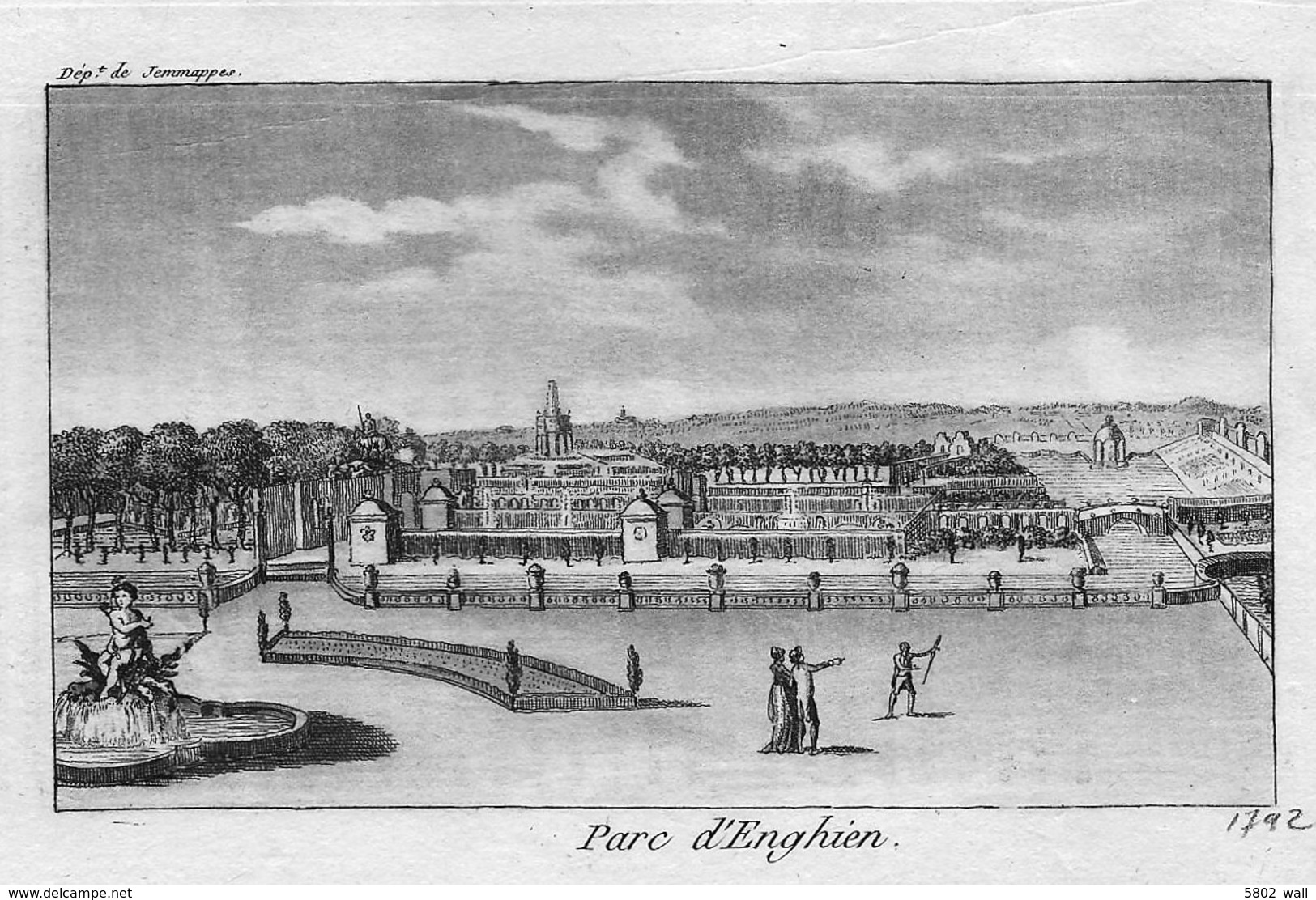 PARC D'ENGHIEN (Département De Jemmappes) - Gravure Originale XVIIIe Siècle - Estampes & Gravures