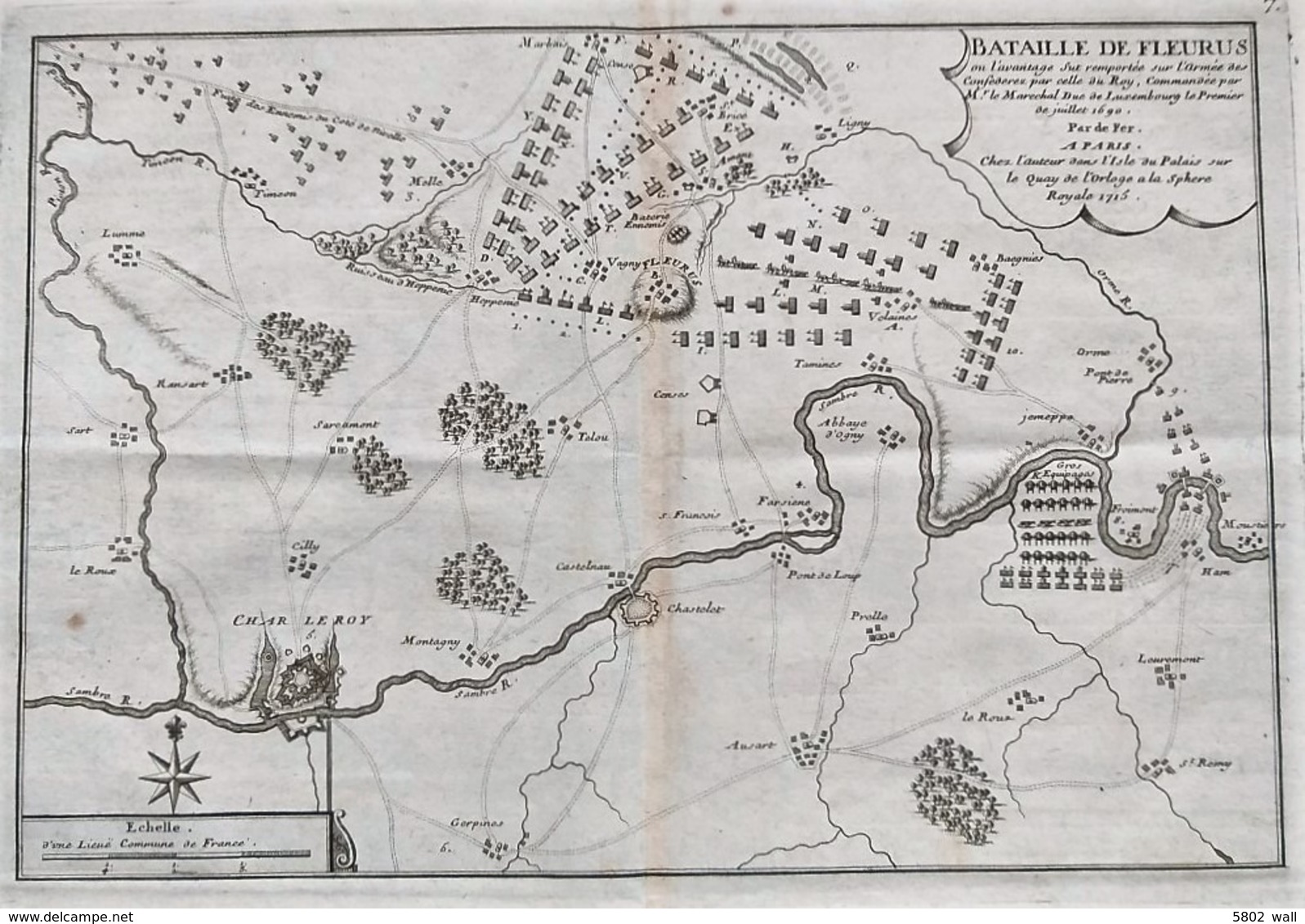 BATAILLE DE FLEURUS - Gravure Originale De 1715 - Estampes & Gravures