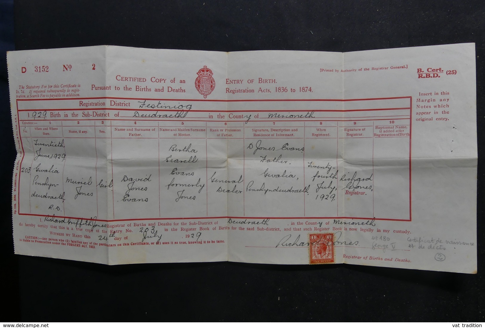 ROYAUME UNI - Fiscal Sur Certificat De Mariage En 1929 , à Voir - L 45014 - Fiscali