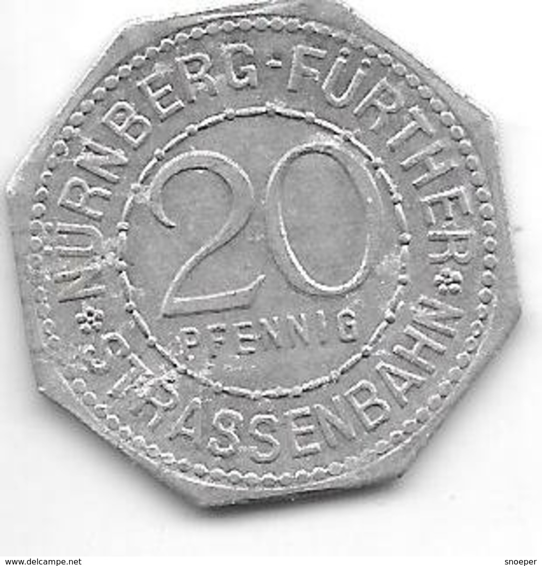 *notgeld Nurnberg 20 Pfennig ND Zn 10406.32 Rathaus Furth - Autres & Non Classés