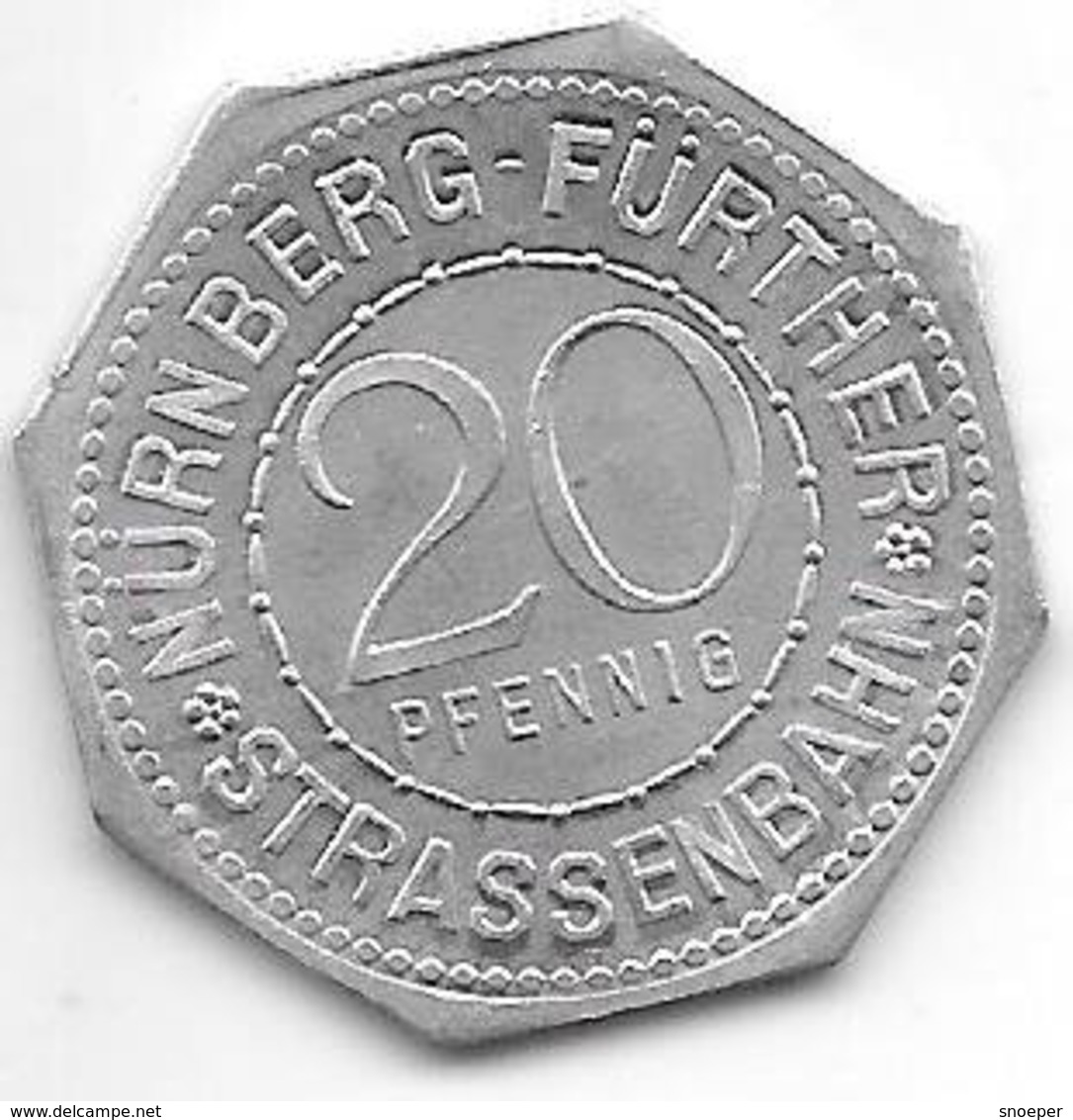 *notgeld Nurnberg 20 Pfennig ND Zn 10406.38  Tiergarrentor - Andere & Zonder Classificatie