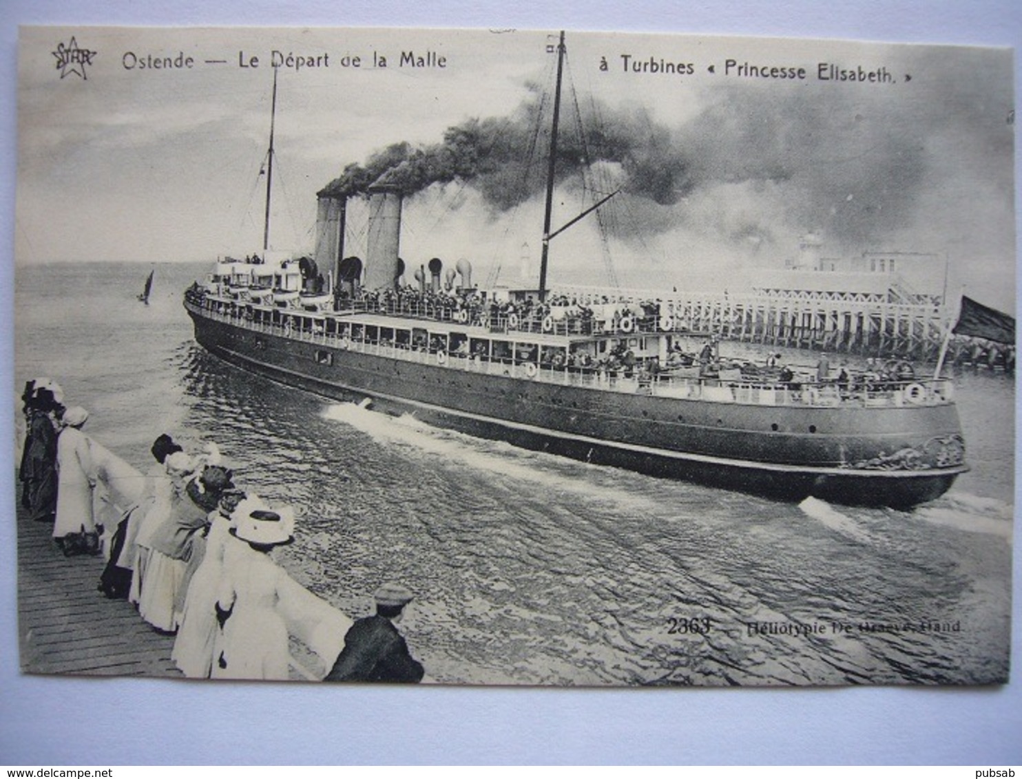 Bateau / Ostende - Oostende / Départ De La Malle "Pricesse Elisabeth" - Paquebots