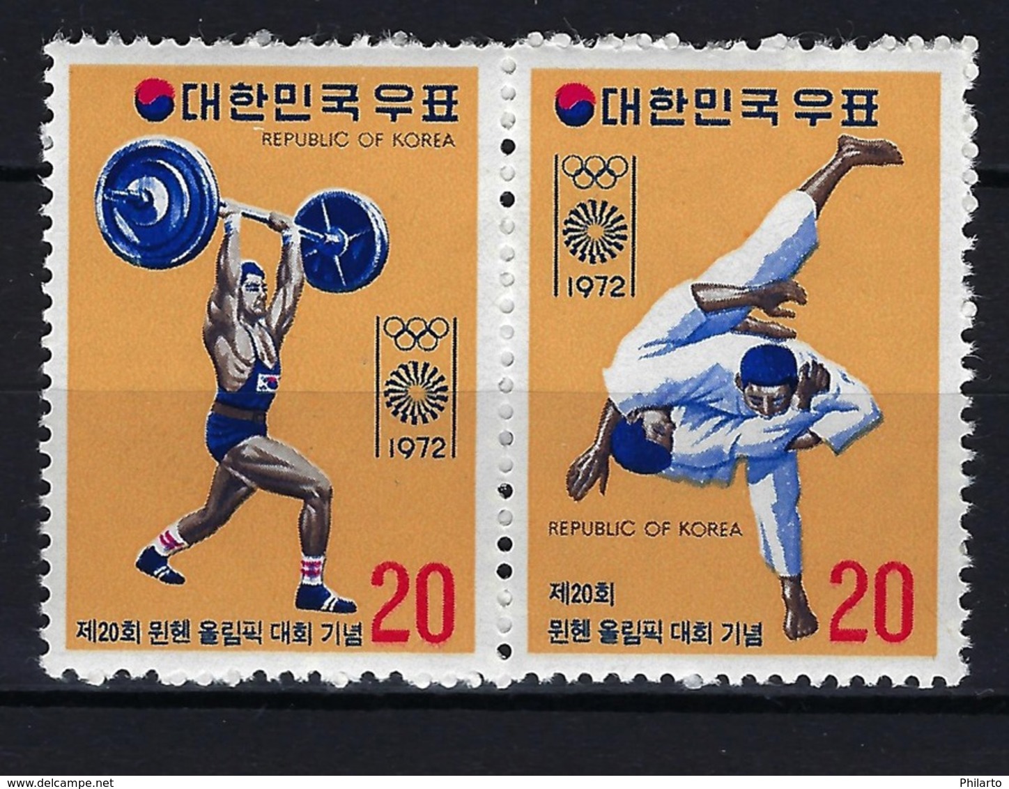 1972 COREA DEL SUR - MICHEL 845/846 MNH** NUEVOS SIN FIJASELLOS JJOO JUEGOS OLÍMPICOS MUNICH '72 JUDO HAL - Corea Del Sur