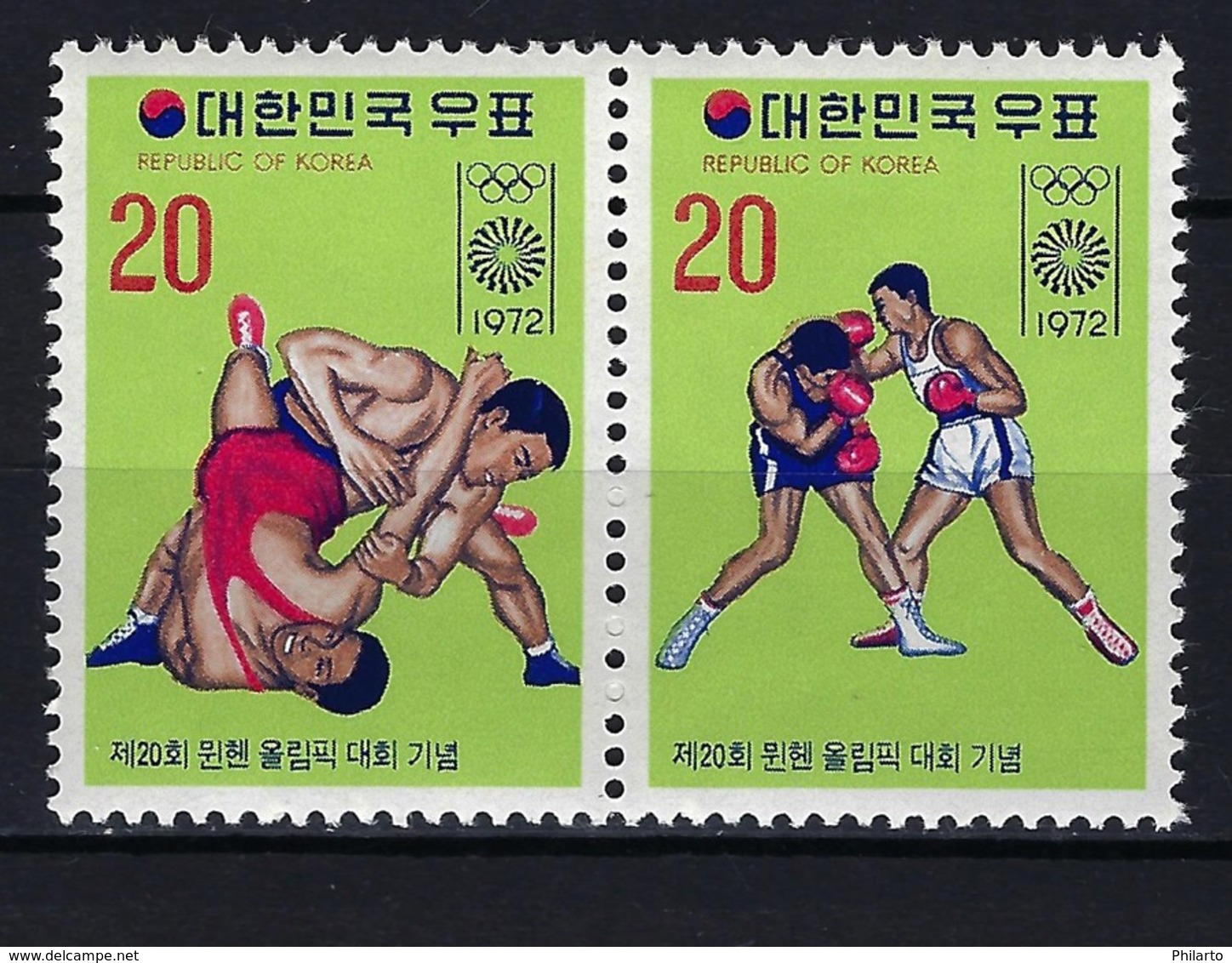 1972 COREA DEL SUR - MICHEL 847/848 MNH** NUEVOS SIN FIJASELLOS JJOO JUEGOS OLÍMPICOS MUNICH '72 BOXEO LUCHA LIBRE - Corea Del Sur