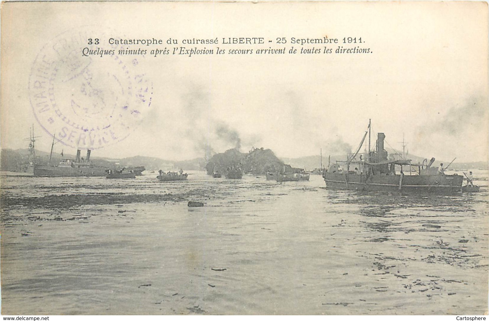 Lot 7 CPA Var Toulon Catastrophe Du Cuirassé Liberté 1911 Secours Marine Française Commandant Rivière Explosion Epave - Toulon