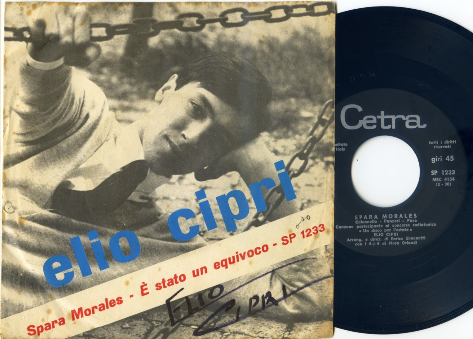 ELIO CIPRI : 45 Originale Italiano : < Spara Morales > = 1964 = Autografato - Collectors