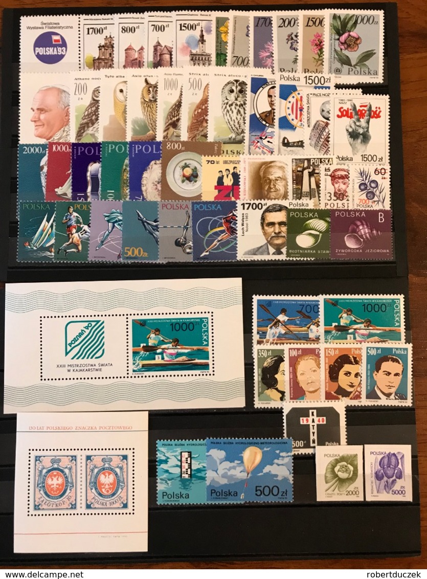 Poland 1990 Complete Year Set With Souvenir Sheets Basic MNH Perfect Mint Stamps. 52 Stamps And 2 Souvenir Sheets - Full Years