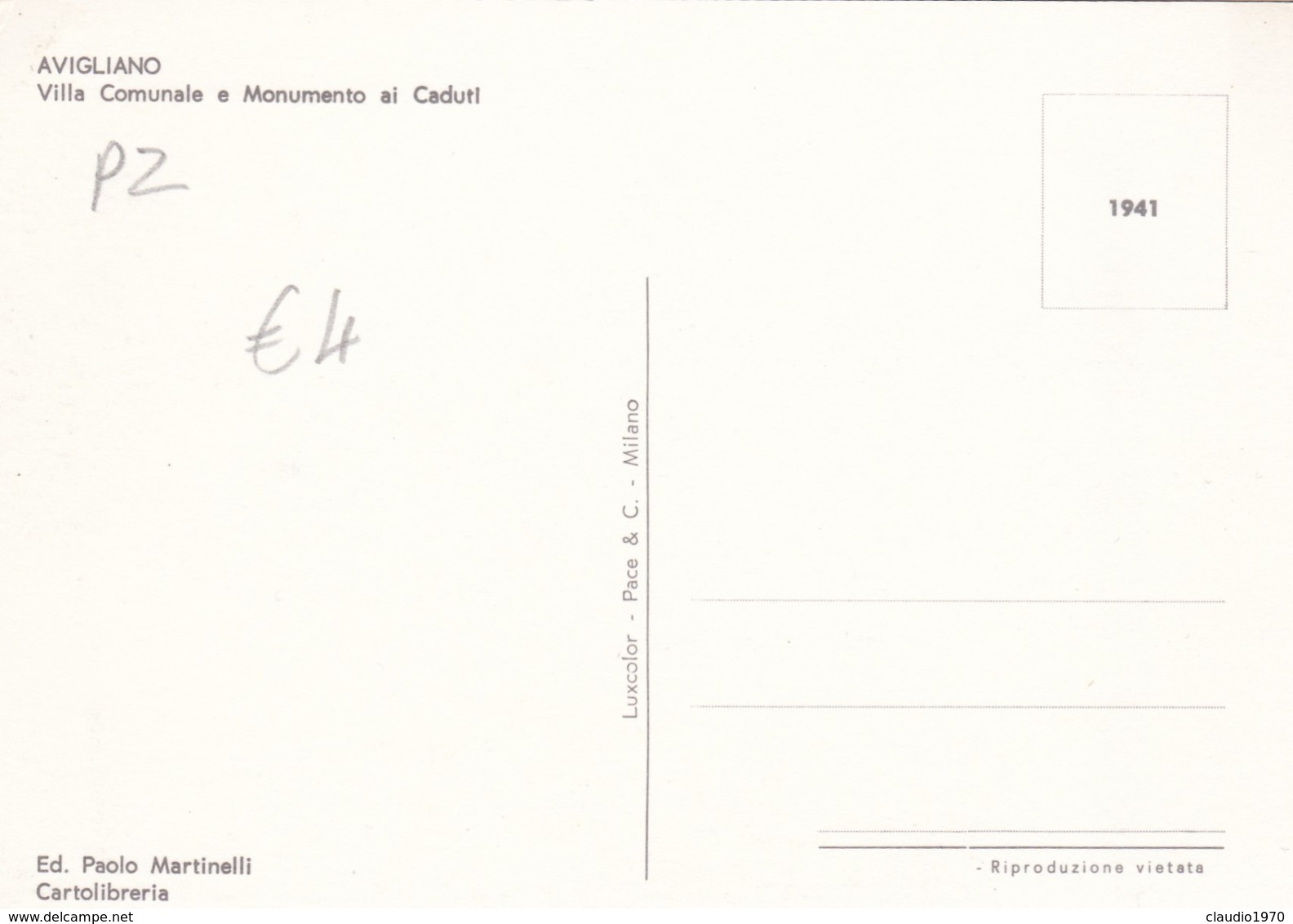 CARTOLINA - POTENZA - AVIGLIANO - VILLA COMUNALE E MONUM. AI CADUTI - Potenza