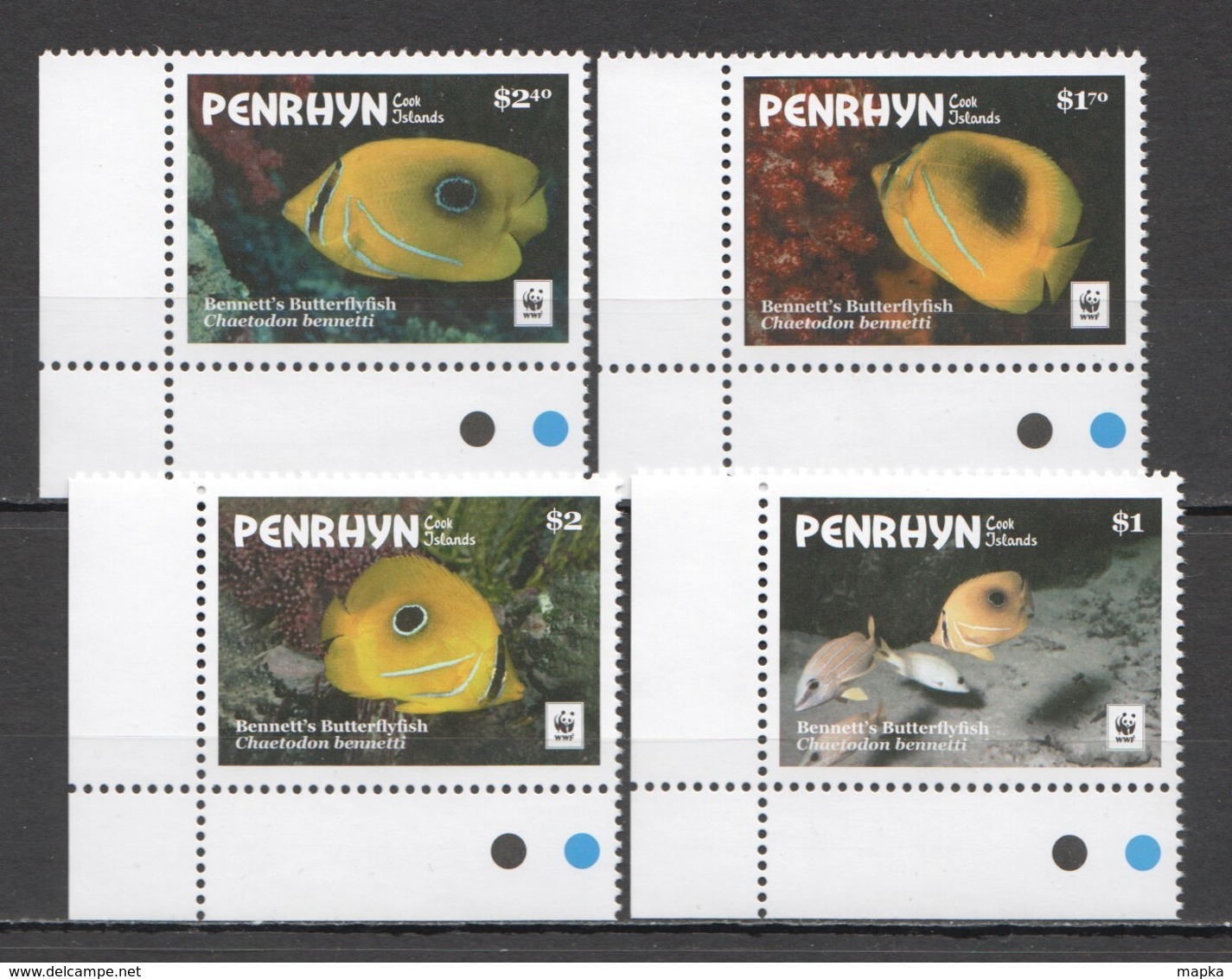 S963 2017 PENRHYN WWF FAUNA FISH & MARINE LIFE BENNETT'S BUTTERFLYFISH !!! MICHEL 13 EURO !!! 1SET MNH - Other & Unclassified