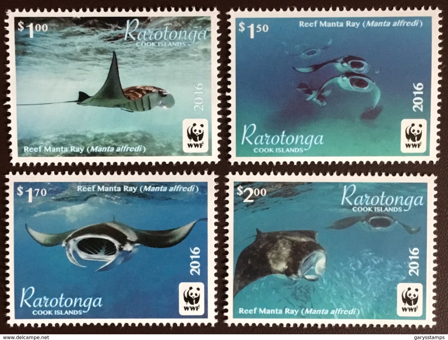 Raratonga Cook Islands 2016 WWF Manta Ray Fish MNH - Pesci