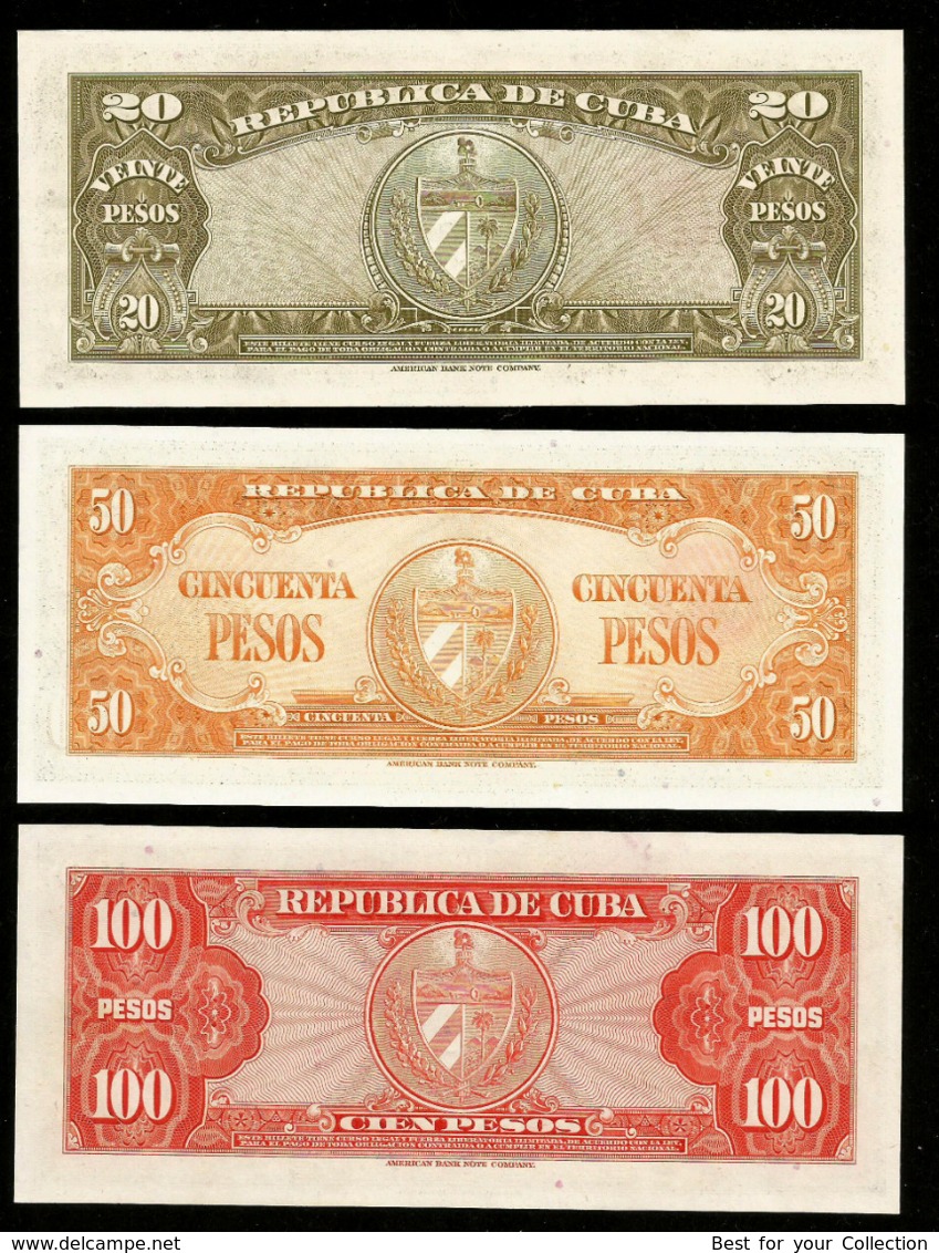 * Cuba 1 5 10 20 50 100 Pesos 1958 - 1960 ! UNC ! Set 6 Notes  #D11 - Cuba