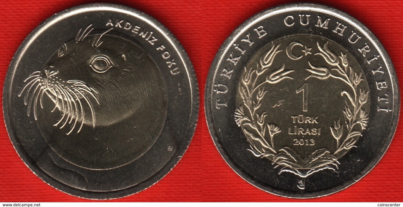 Turkey 1 Lira 2013 "Monk Seal" BiMetallic UNC - Turkije