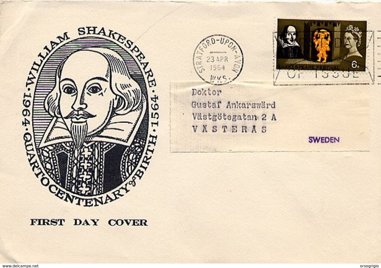 GRAN BRETAGNA - FDC 1964 - WILLIAM SHAKESPEARE - Scrittori