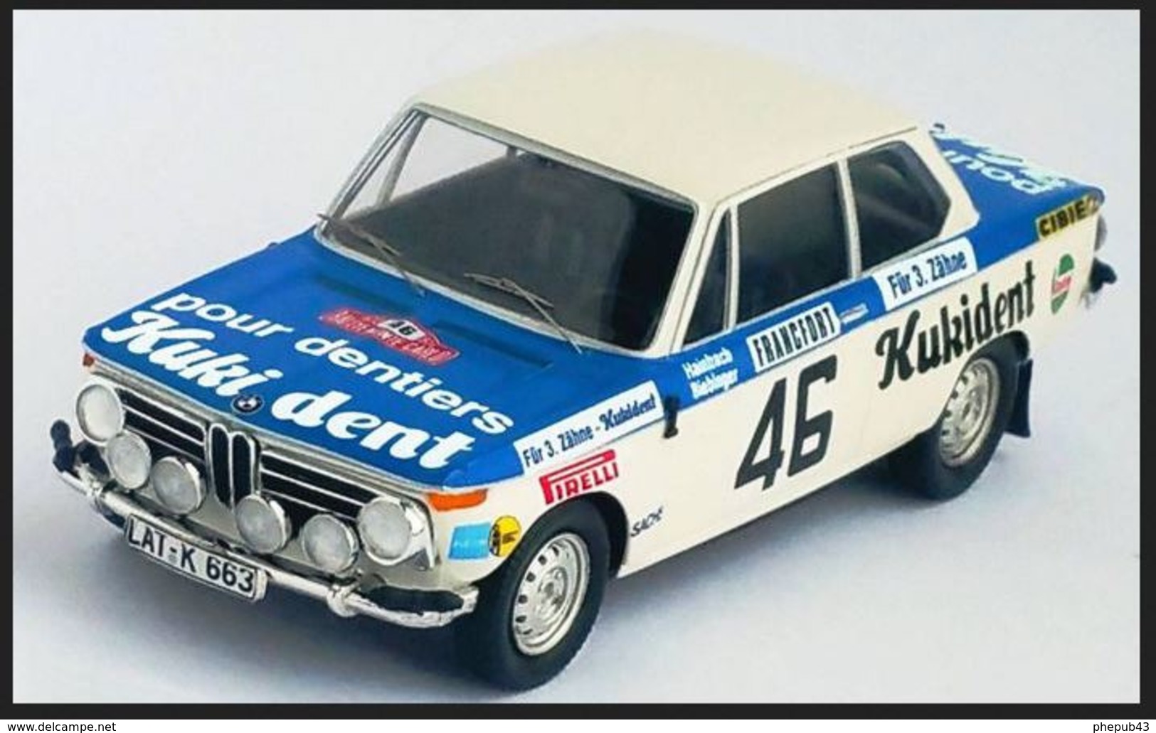 BMW 2002 Ti - Kukident - R. Hainbach/W. Biebinger - Rally Monte Carlo 1973 #46 - Troféu - Trofeu