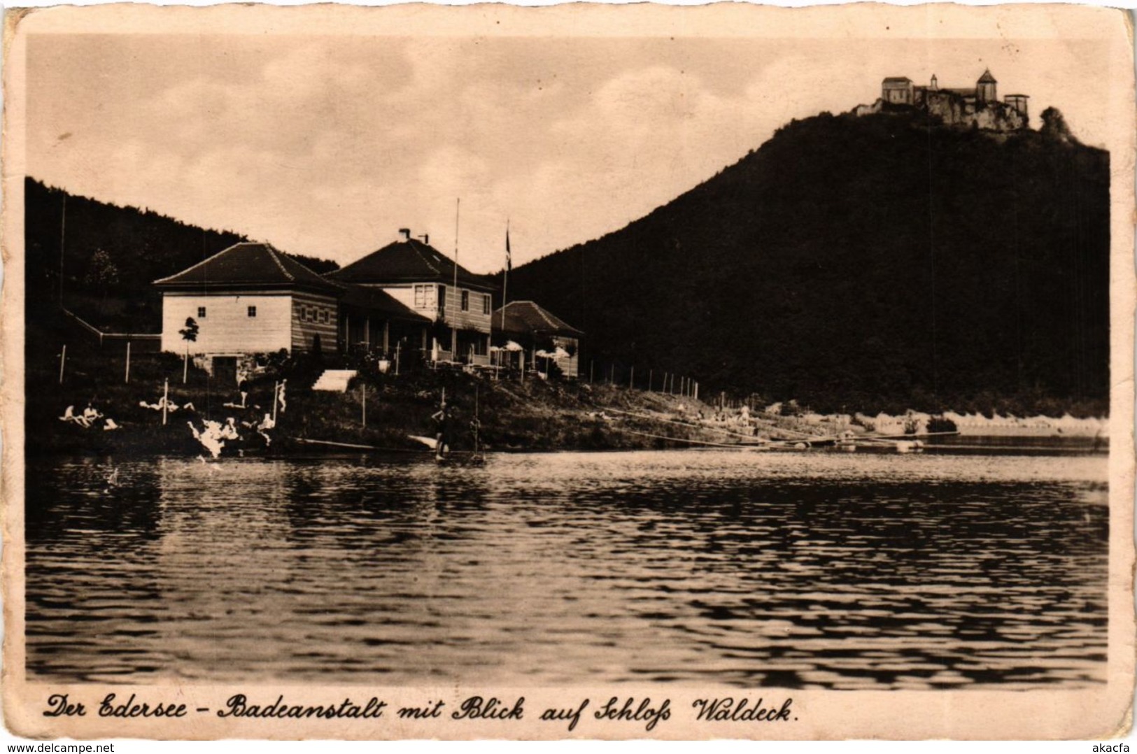 CPA AK Edersee Badeanstalt Mit Blick Auf Schloss Waldeck GERMANY (899824) - Edersee (Waldeck)