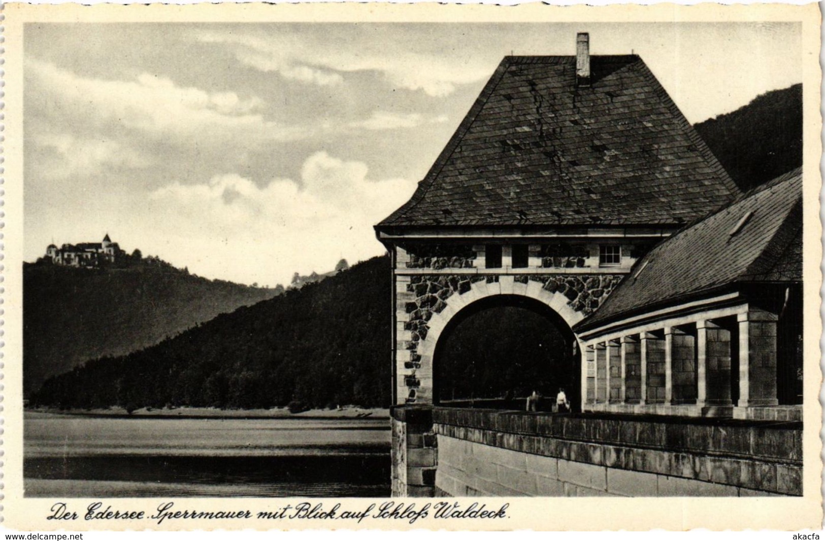 CPA AK Edersee Sperrmauer Mit Blick Auf Schloss Waldeck GERMANY (899846) - Edersee (Waldeck)