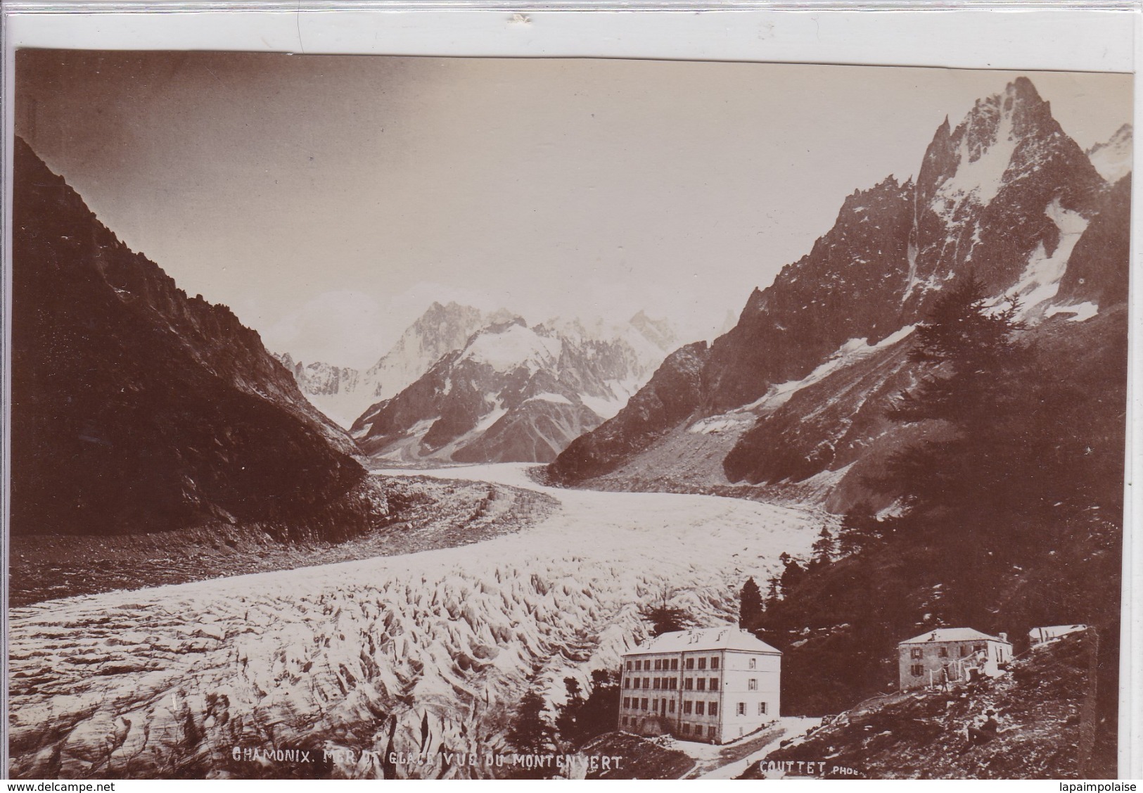 Photographie Haute Savoie Chamonix Mer De Glace Vue Du Mont Envert RARE Photo Couttet Aug 1899 ( 191104) - Lugares