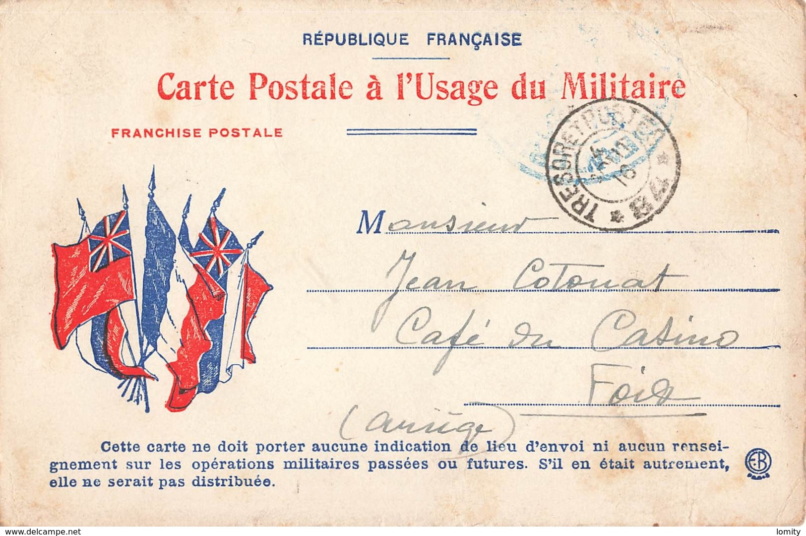 Carte Correspondance Franchise Militaire Cachet Tresor Et Postes 1916 Secteur Postal 84 à Usage Militaire - WW I