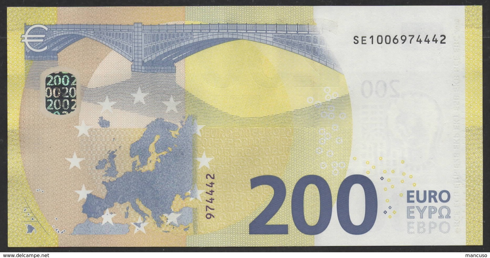 ITALIA € 200 SE S004  A1  "00"  DRAGHI   UNC - 200 Euro