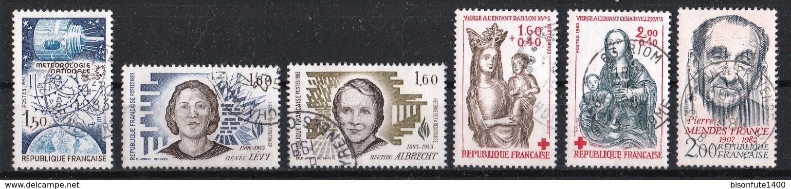 France 1983 : Timbres Yvert & Tellier N° 2292 - 2293 - 2294 - 2295 - 2296 Et 2298 Avec Oblit. Rondes - Usados