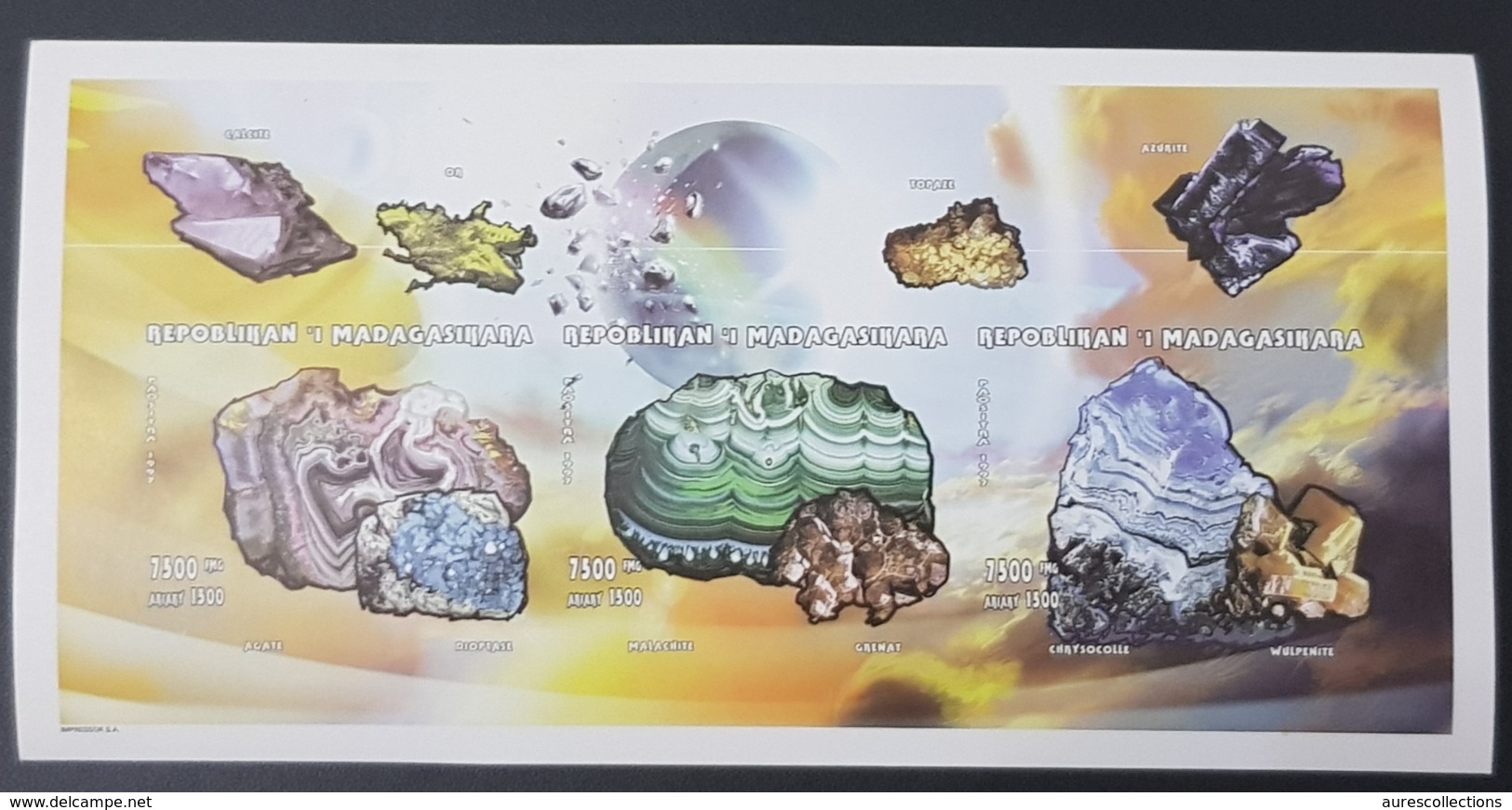 MADAGASCAR 1997 - IMPERF SHEET BLOC ND - MINERALS MINERAUX STONES PIERRES - RARE MNH - Minéraux