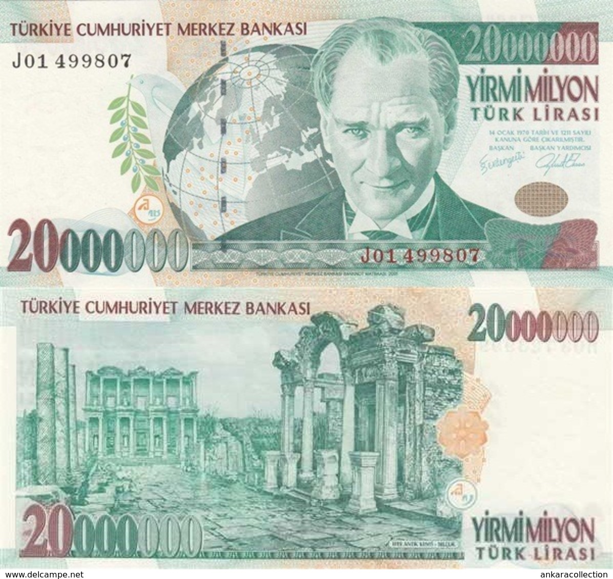 AC - TURKEY - 7th EMISSION 20 000 000 TL J 01 UNCIRCULATED - Turkey