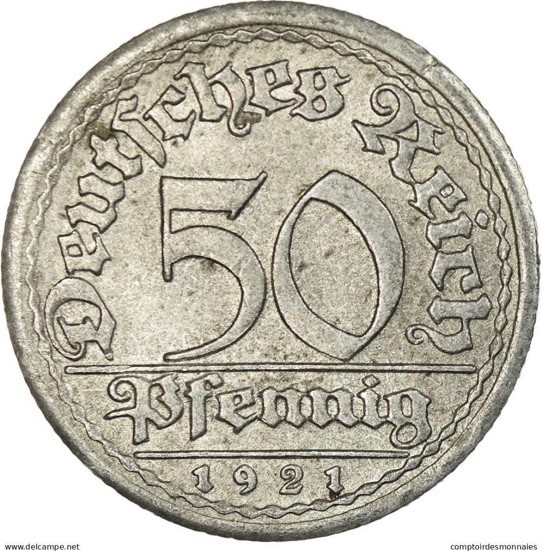 Monnaie, Allemagne, République De Weimar, 50 Pfennig, 1921, Stuttgart, TB+ - 50 Rentenpfennig & 50 Reichspfennig