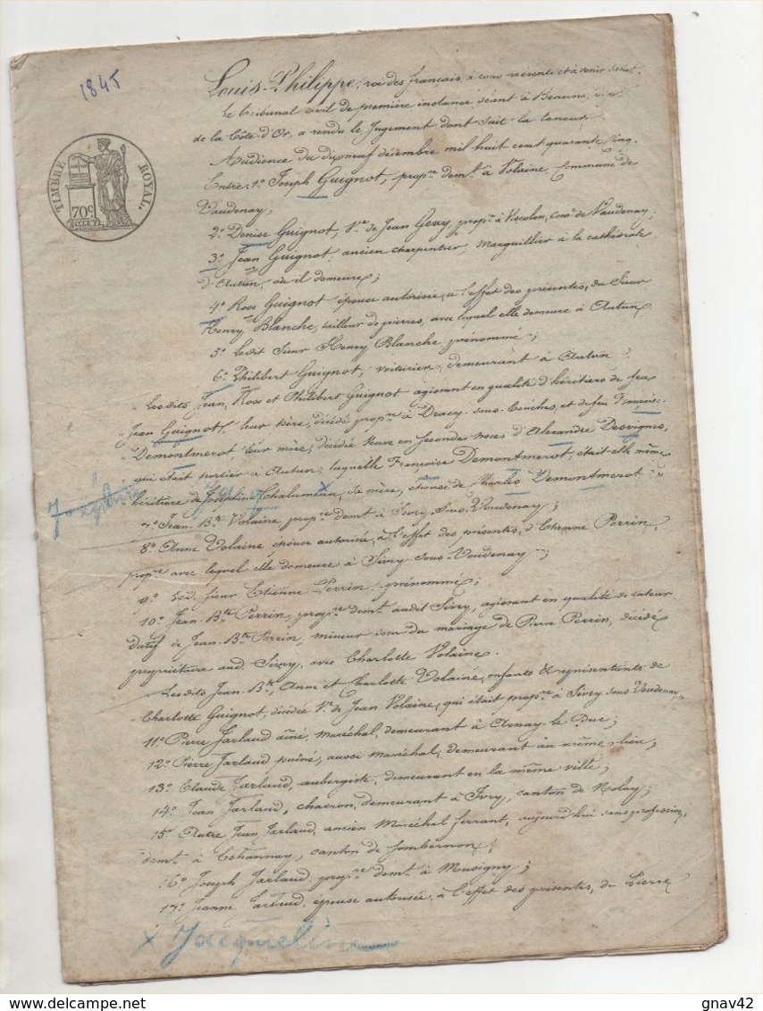 Acte De 1845 De 14 Pages Vaudenay Autun - Manuskripte