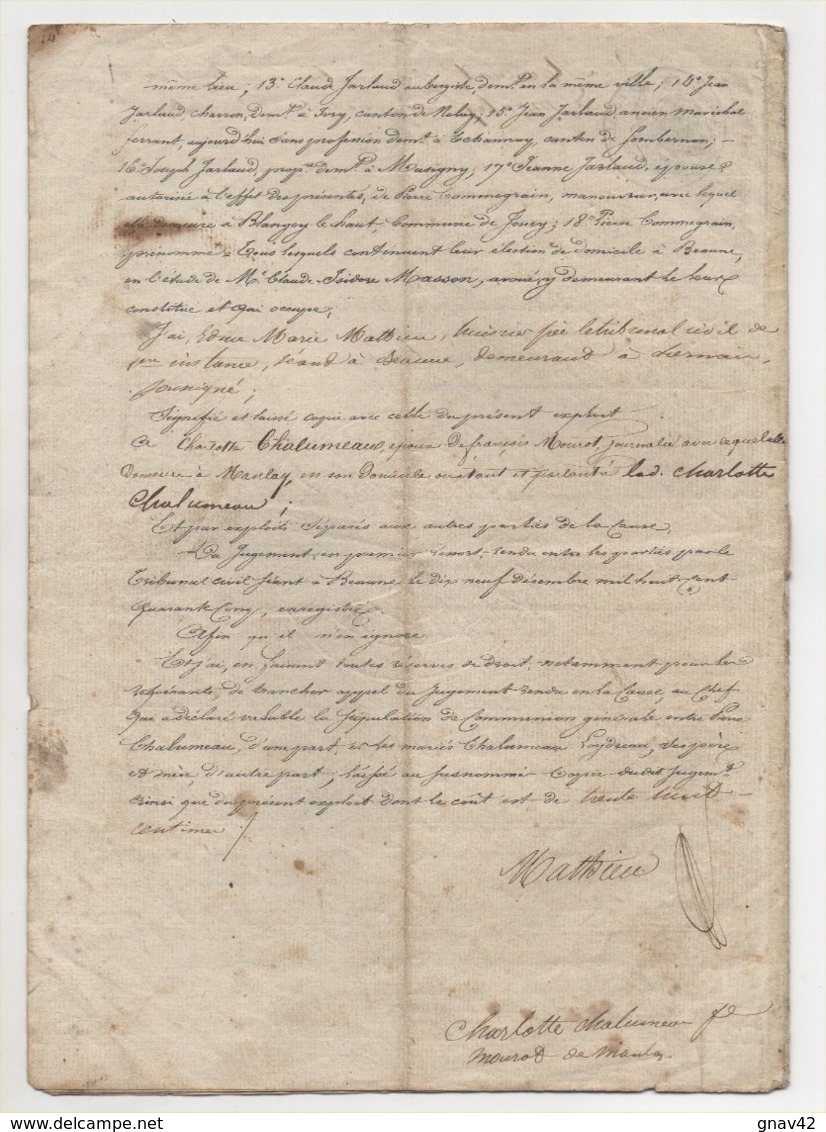 Acte De 1845 De 14 Pages Vaudenay Autun - Manuskripte