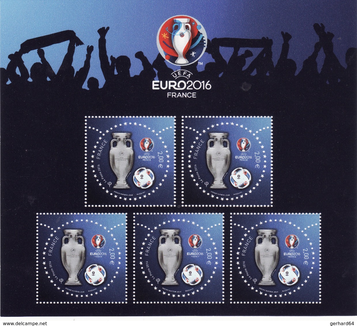 Bloc Feuillet N° F5050A - UEFA EURO 2016 – 3D (5 Timbres à 2,00 €) Neuf** - Mint/Hinged