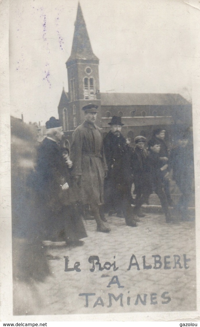 TAMINES   Visite Du ROI ALBERT. Carte-photo. - Other & Unclassified