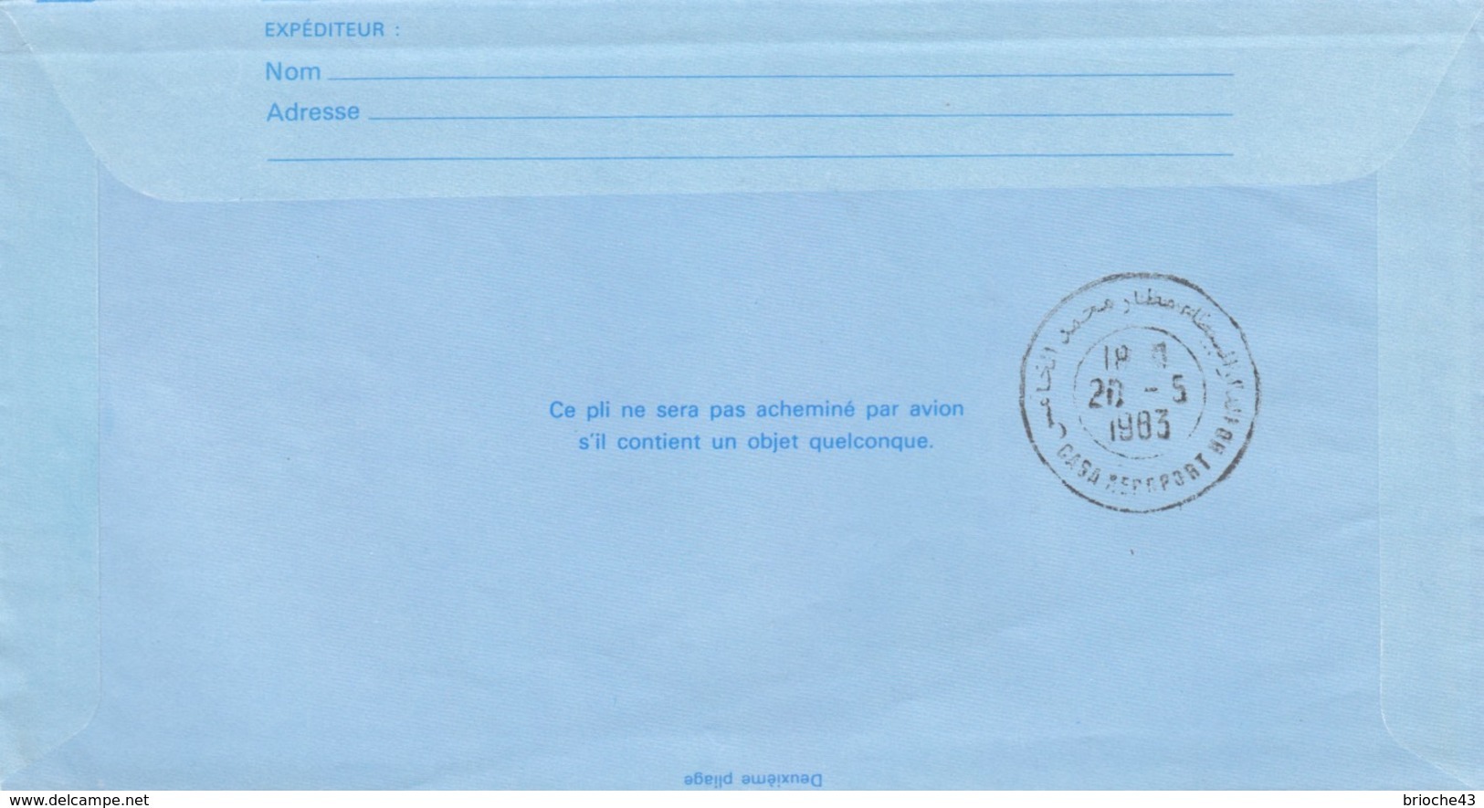 FRANCE - AEROGRAMME 3.10 CONCORDE -VOL INAUGURAL CLERMONT-FD CASABLANCA- 20.5.1983 AULNAT- SIGNATURE COMdt PLISSON /6183 - Aerogrammi