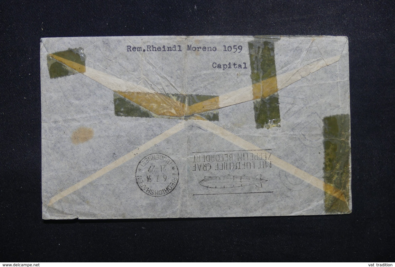 ARGENTINE - Enveloppe De Buenos Aires Pour L 'Allemagne En 1934 Par Condor/ Zeppelin , Cachet Triangulaire  - L 45078 - Briefe U. Dokumente