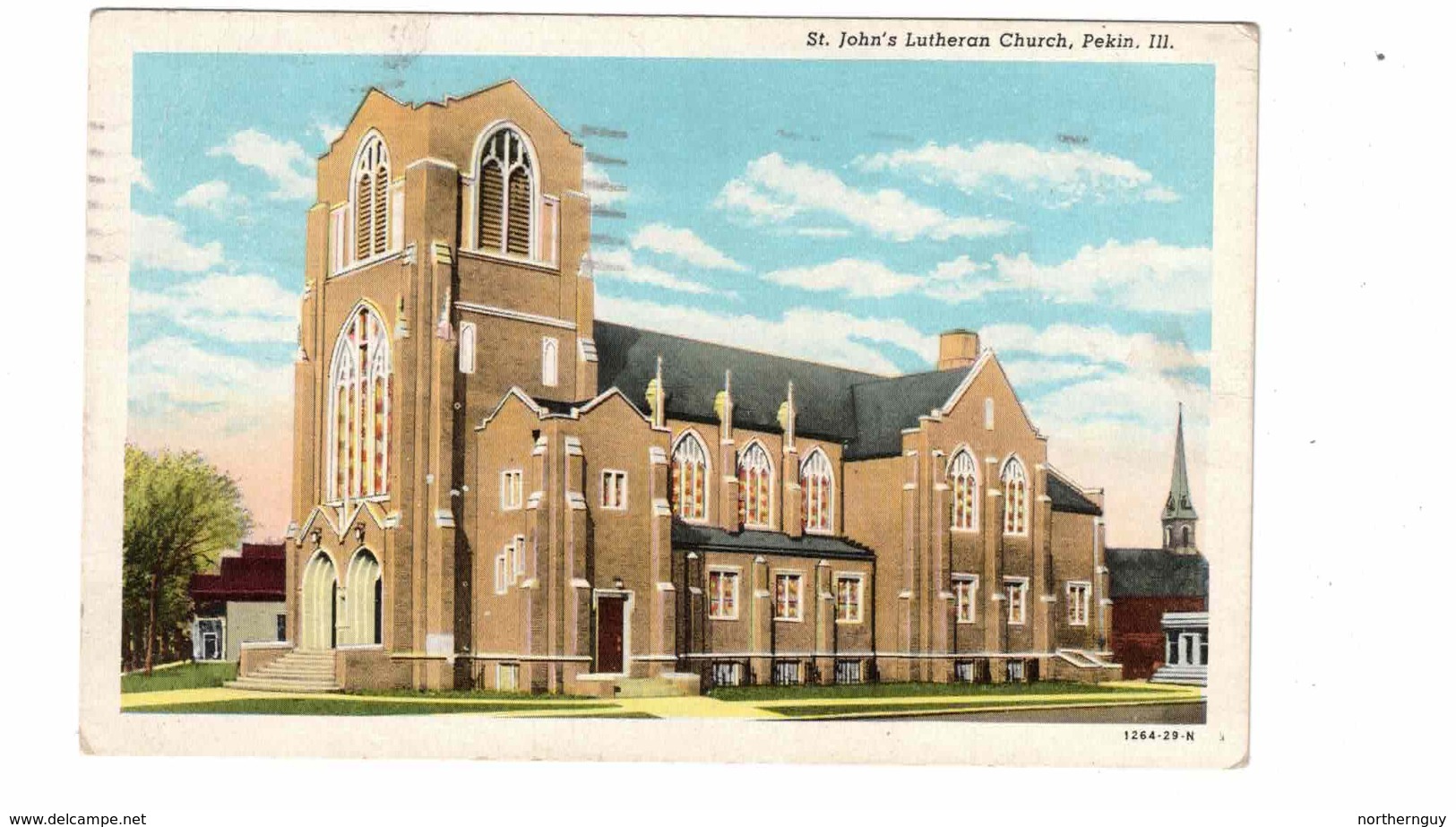 PEKIN, Illinois, USA, St. John's Lutheran Church,  1946 Linen Postcard, 2 Cent Postage Due Stamp From Canada - Altri & Non Classificati