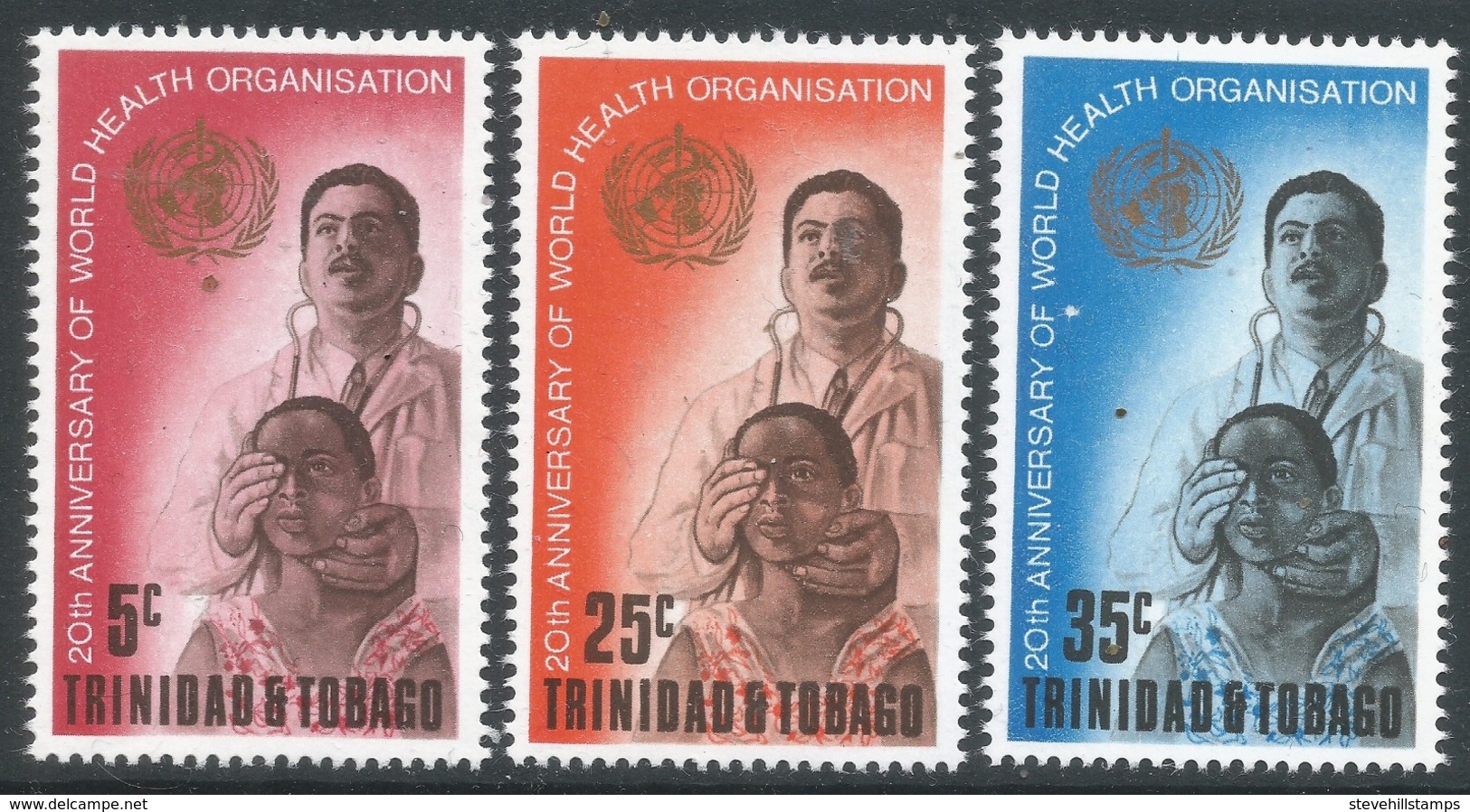 Trinidad & Tobago. 1968 20th Anniv Of World Health Organisation. MH Complete Set SG 328-330 - Trinidad & Tobago (1962-...)