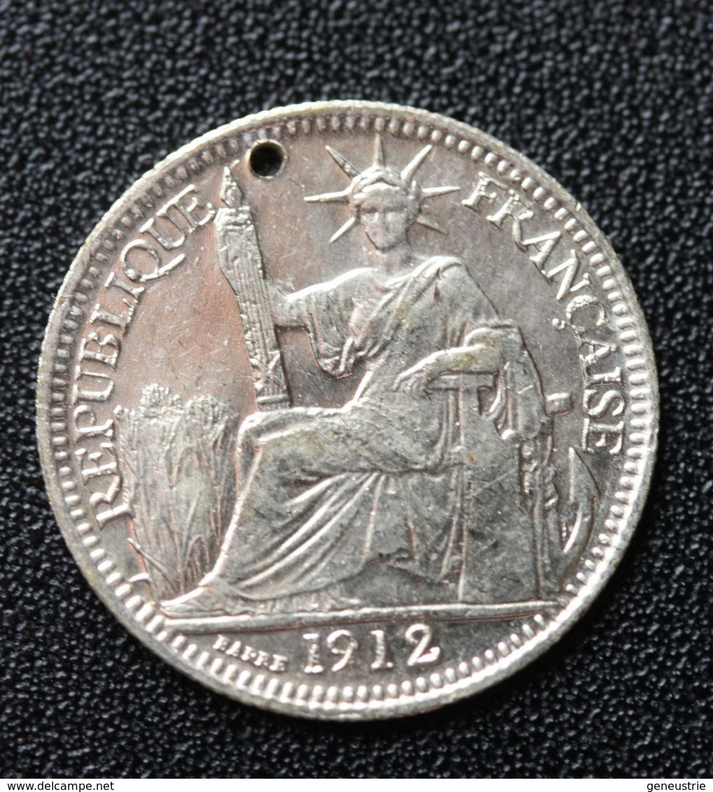 Jeton De Mariage Fait à Partir D'une 10 Cent Indochine Argent 1912 - Denier à épouser - Arras De Boda - Profesionales/De Sociedad