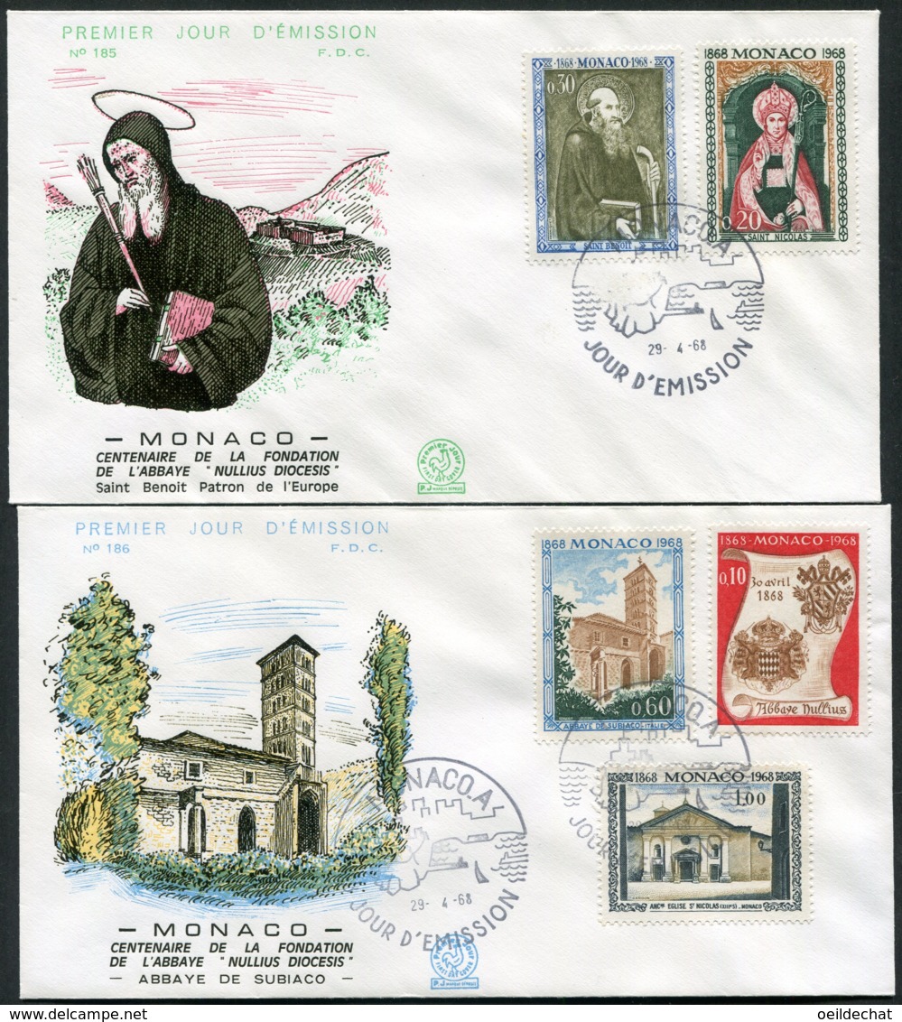 15193 MONACO N°744/8 °  Centenaire De L'abbaye <<Nullius Dioecesis>>  P.J Du  29.4.68   TB - FDC