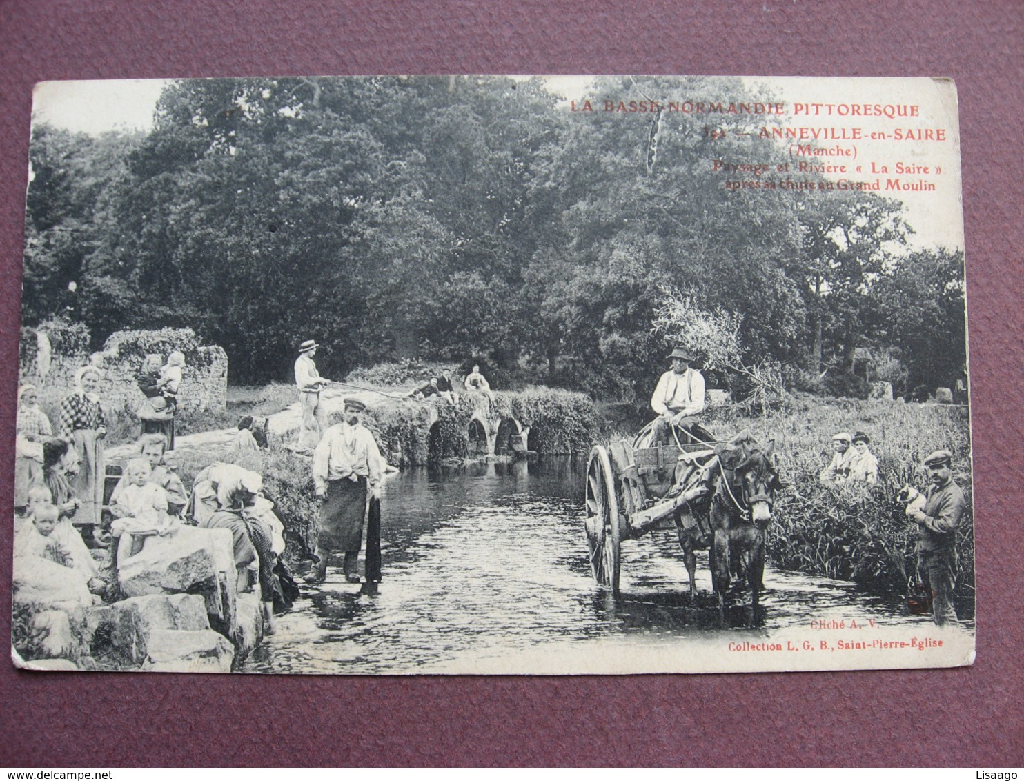 CPA 50 ANNEVILLE EN SAIRE Top  ANIMEE & ATTELAGE 1915 Paysage Et La Saire Aprés Le Grand Moulin  Canton VAL DE SAIRE - Sonstige & Ohne Zuordnung